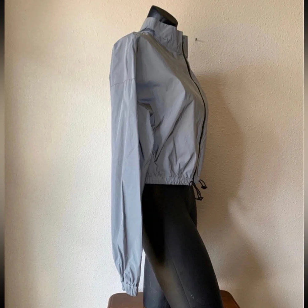 Zip up Drawstring Hem Reflective Jacket Size Large - Picture 6 of 12